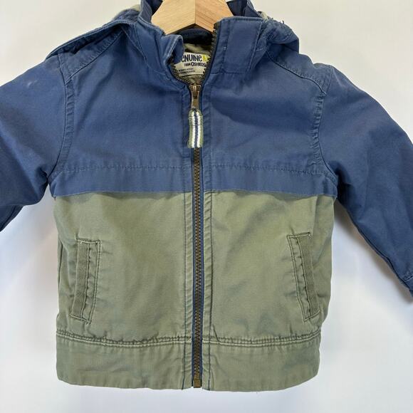 OshKosk Blue and Green Light Weight Full Zip Colorblock Jacket Boys 2T - Picture 9 of 13